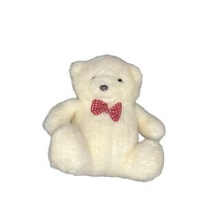 Vintage White Teddy Bear w/ Bowtie Moonbeam Toys Great Condition Dated 1986